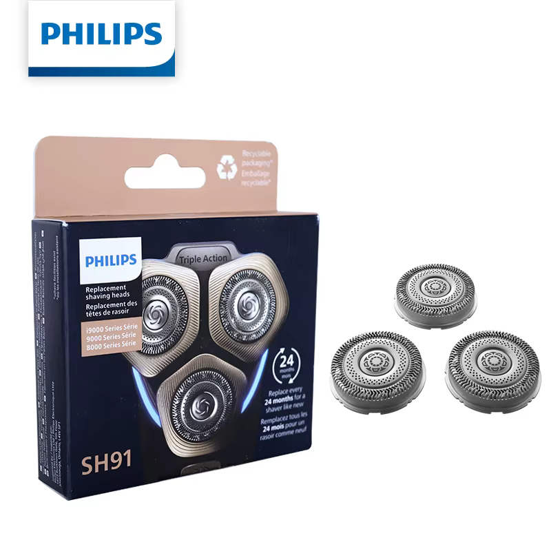 Tête de rasage de rechange Philips SH91, 3 lames de rasoir compatibles avec les rasoirs Philips Nore