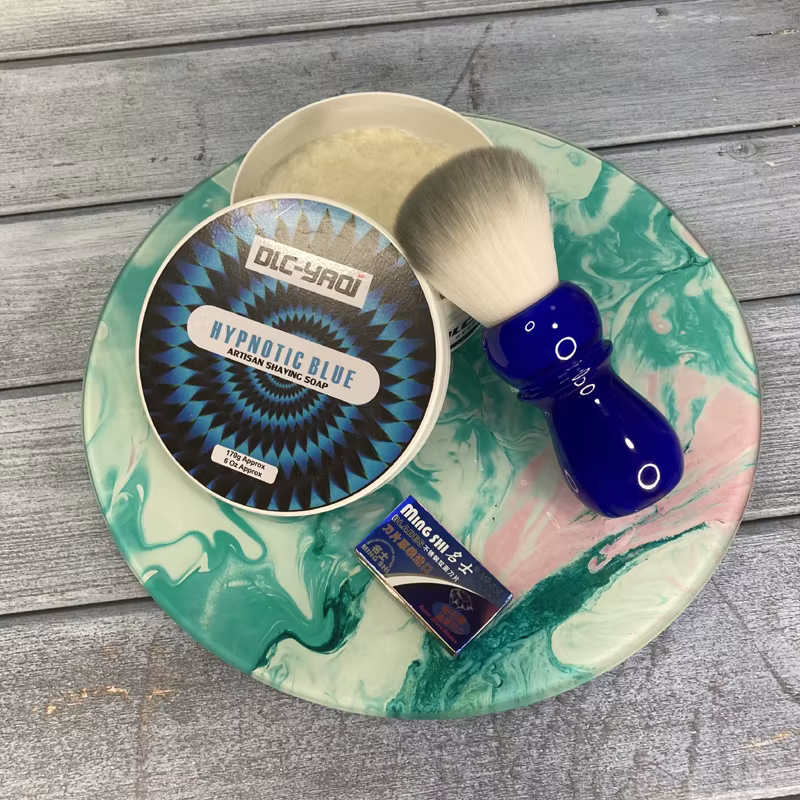Yaqi – brosse à barbe pour hommes, manche bleu ciel arctique, 24mm