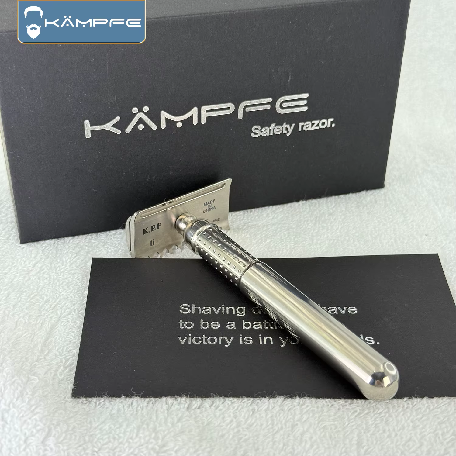 Rasoir de sécurité KAMPFE Double-Comb en titane, système de peignes ouverts et fermés réutilisable |