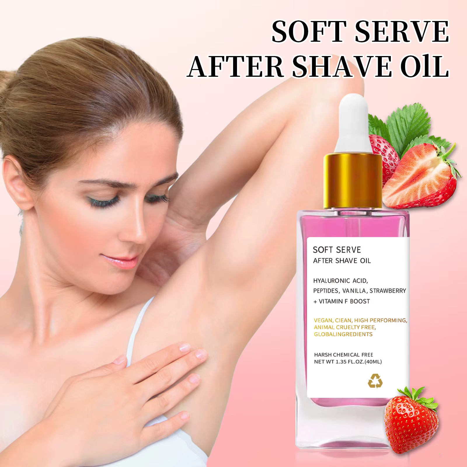 Femmes servir huile de rasage fraise vanille après-rasage huile vraiment soin de la peau après-rasag