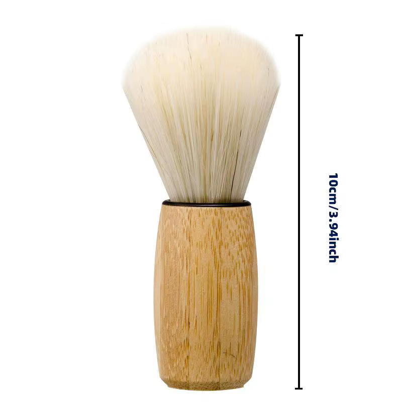 1 Brosse à raser la barbe avec manche en bois et poils naturels, pour salon de coiffure, barbier, po