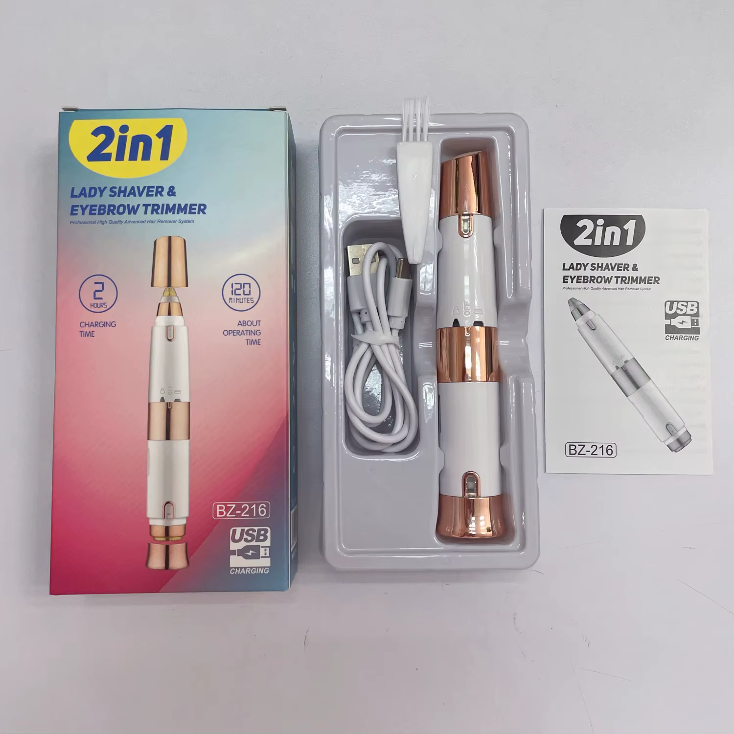 Épilateur électrique Rechargeable 2 en 1, tondeuse à sourcils, corps féminin, visage, rouge à lèvres