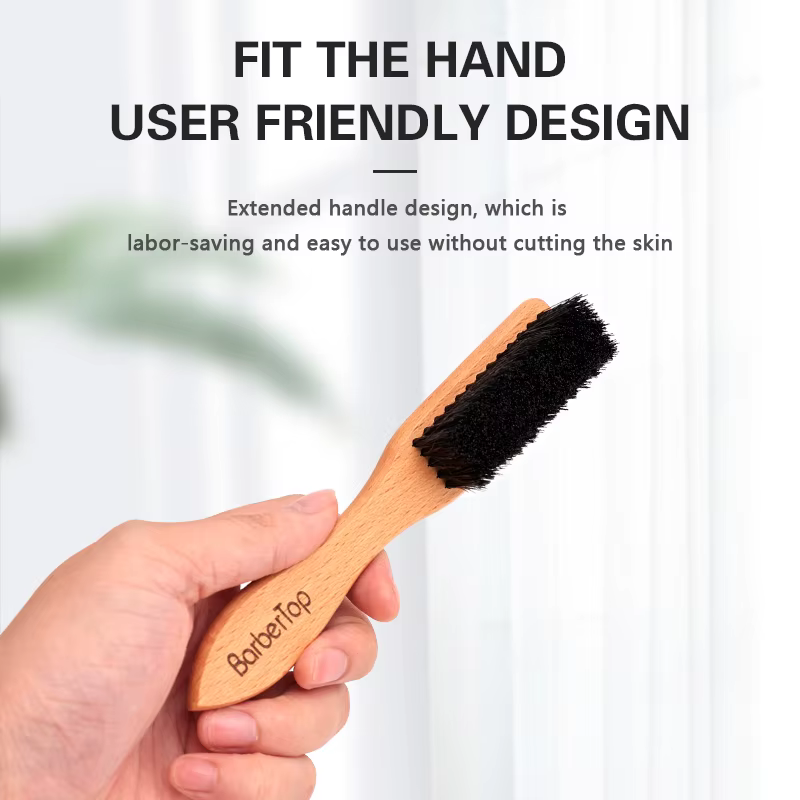 Barbertop hommes brosse à barbe manche en bois brosse de nettoyage de cheveux doux cheveux cassés en