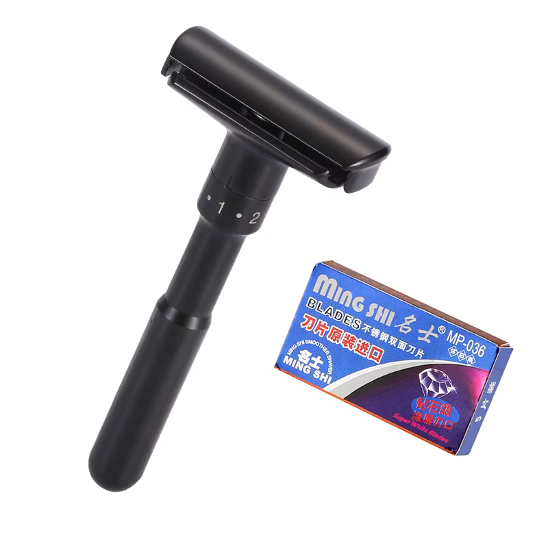 Placage Kr-Rasoir de sécurité réglable à double tranchant pour hommes, rasage classique, doux à agre