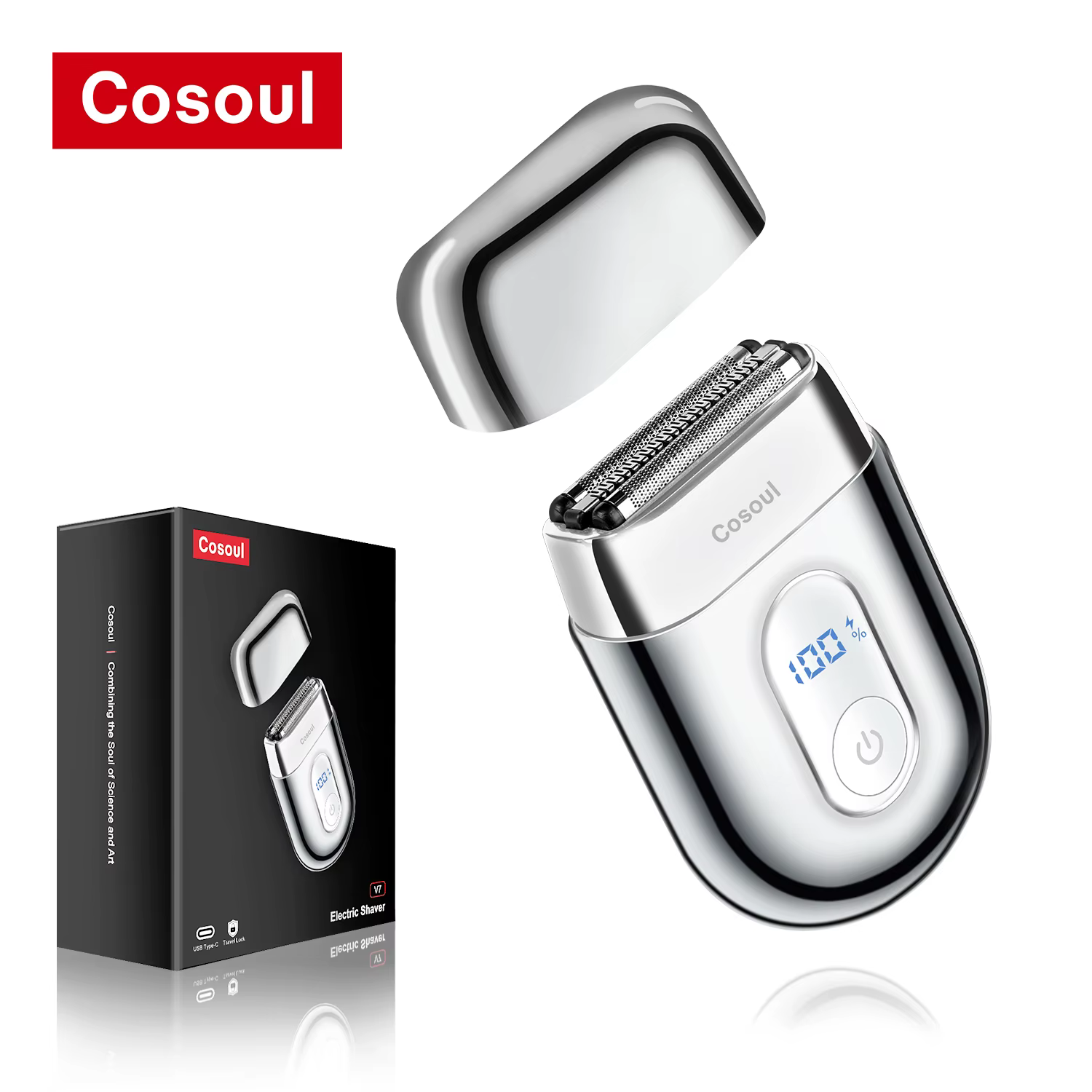Cosoul rasoir pour hommes rasoir électrique Portable petit Mini rasoir 3 lames 900mAh batterie haute