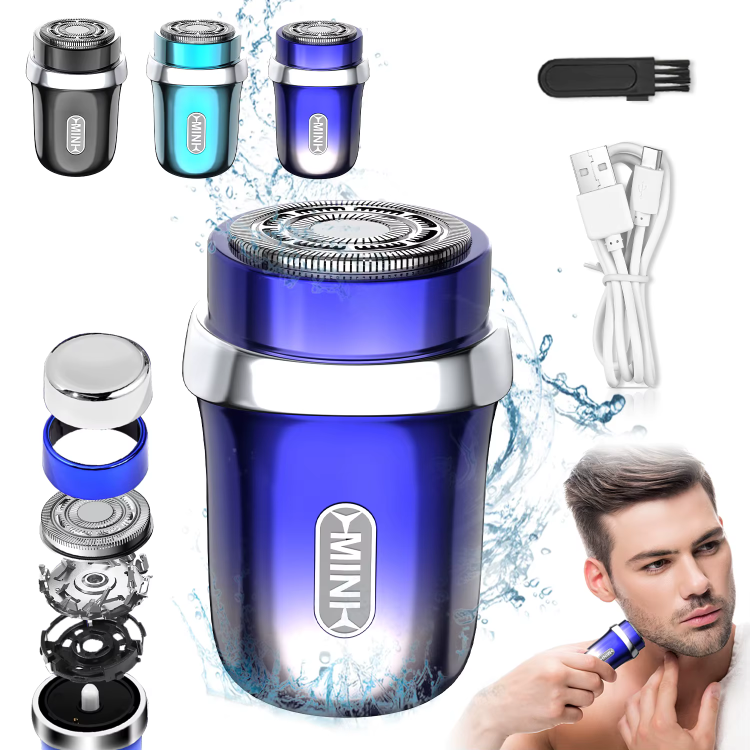 Mini rasoir électrique à capteur, rasoir tempête puissant et Portable pour unisexe, Portable, lavabl