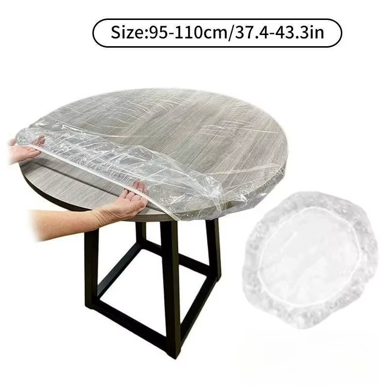 Nappe ronde en PVC ajustée, transparente, imperméable, anti-taches, protection de table, tissu pour 
