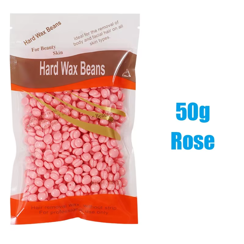 50g de cire dure pour épilation, perles de cire rose rose pour peaux sensibles et épilation brésilie