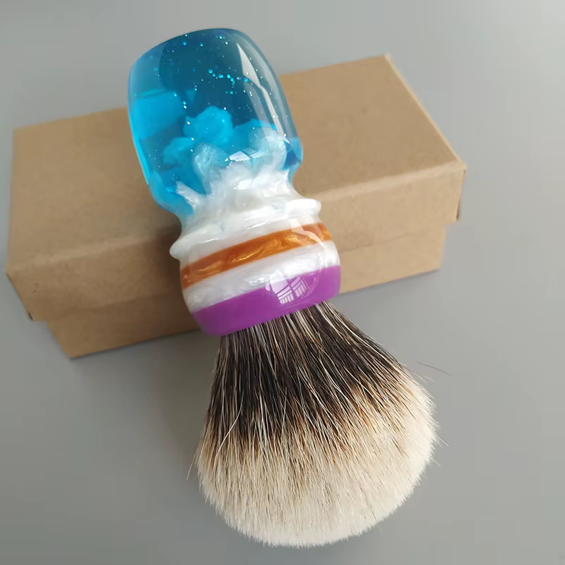 Dscosmetic Coral Manchurian deux brosses à raser en poils de blaireau avec manche en résine pour le