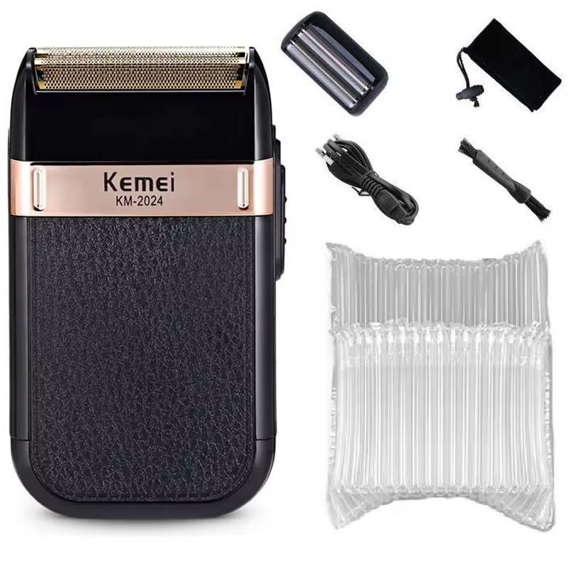 Kemei puissant rasoir rechargeable pour hommes feuille rasoir électrique barbe cheveux tête de rasag