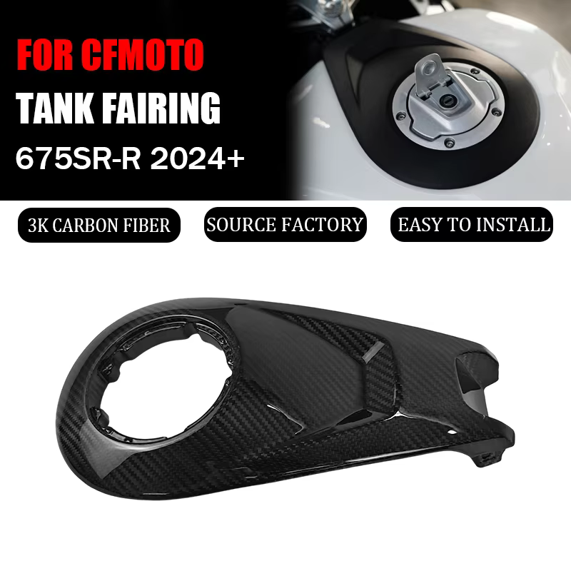 Pour CFMOTO 675SR R 675 2024 3K Fibre de carbone sèche pure Carénage de réservoir de carburant Prote