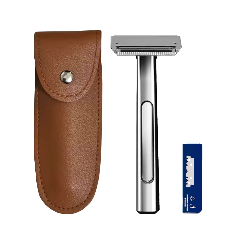 RZACLEA 20T Glide Pro 4D Rasoir de sécurité à double tranchant avec demi-lame et étui de voyage en c