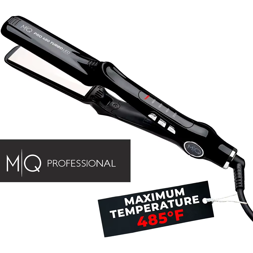 Fer à lisser professionnel MQ en titane plat Bivolt 480 ° Conception anatomique F Turbo, ultra-lisse