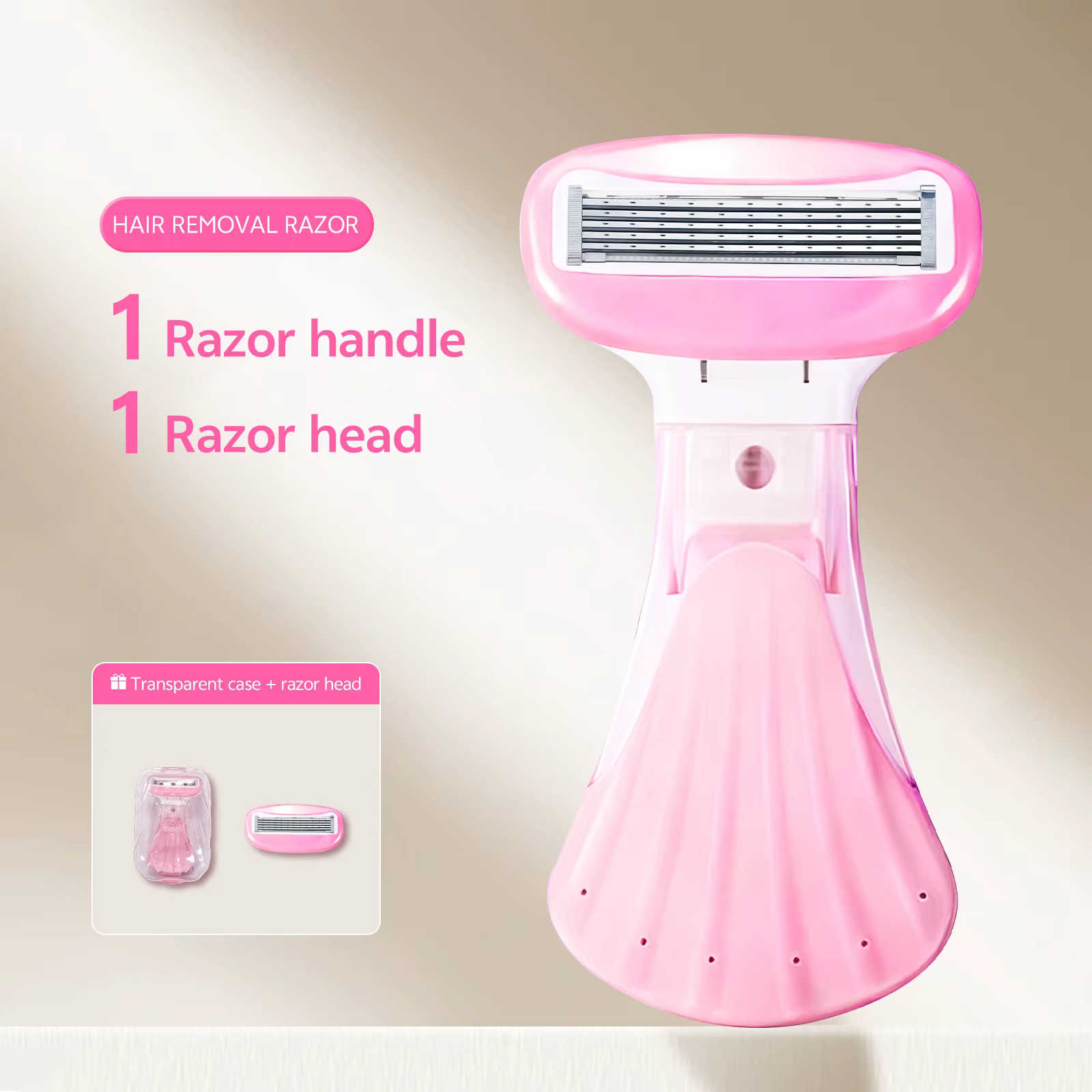 Rasoir pour femmes à 5 lames avec 1 manche + 1/2/3 lames, avec étui de rangement transparent, adapté