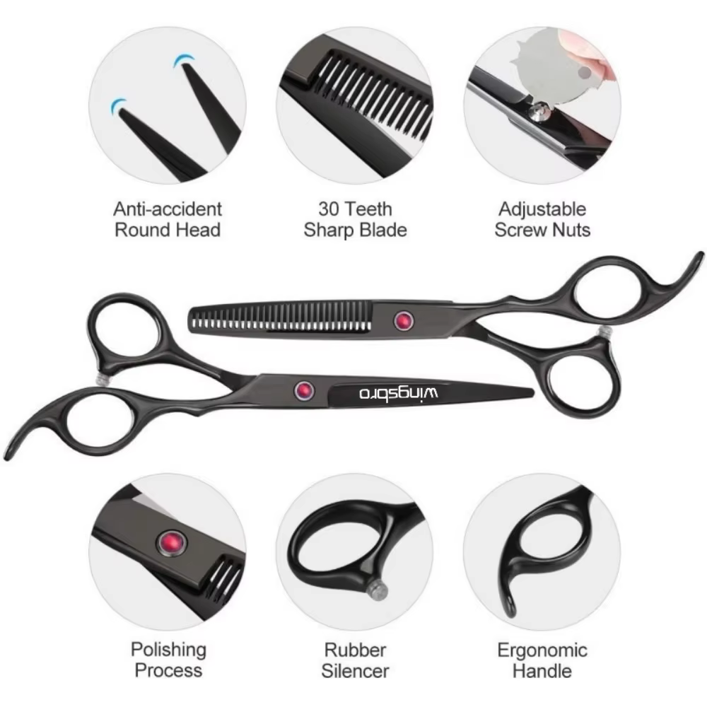 6 pouces coupe amincissement outil de coiffure ciseaux à cheveux ensemble en acier inoxydable Salon