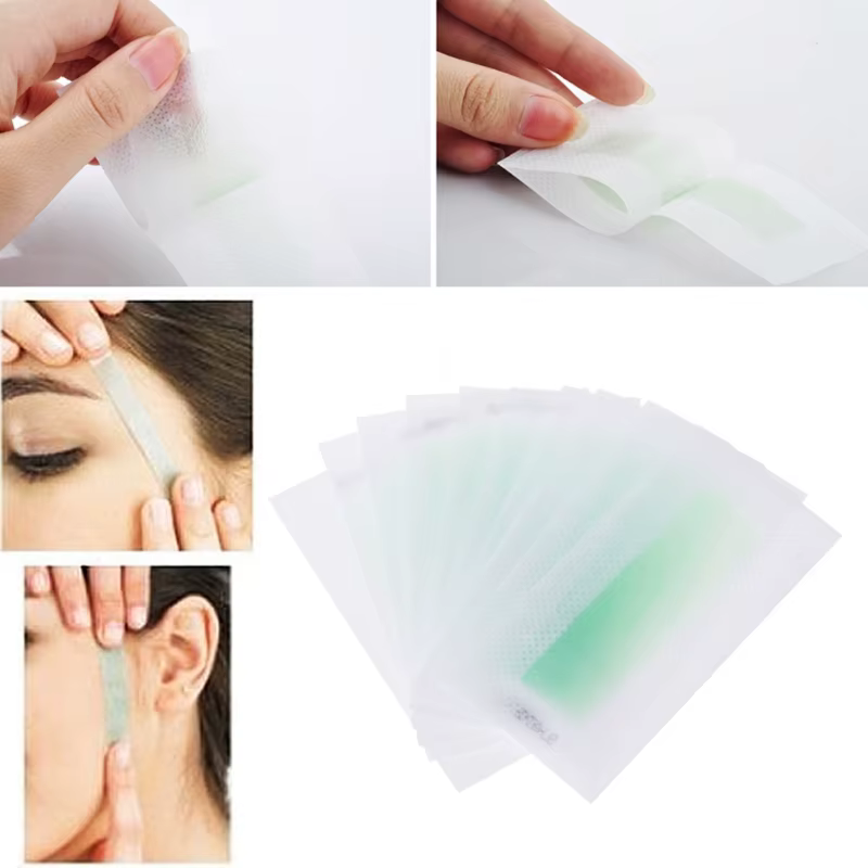 10x épilation épilateur dépilatoire bandes cire froide tampon papier pour le visage non tissé