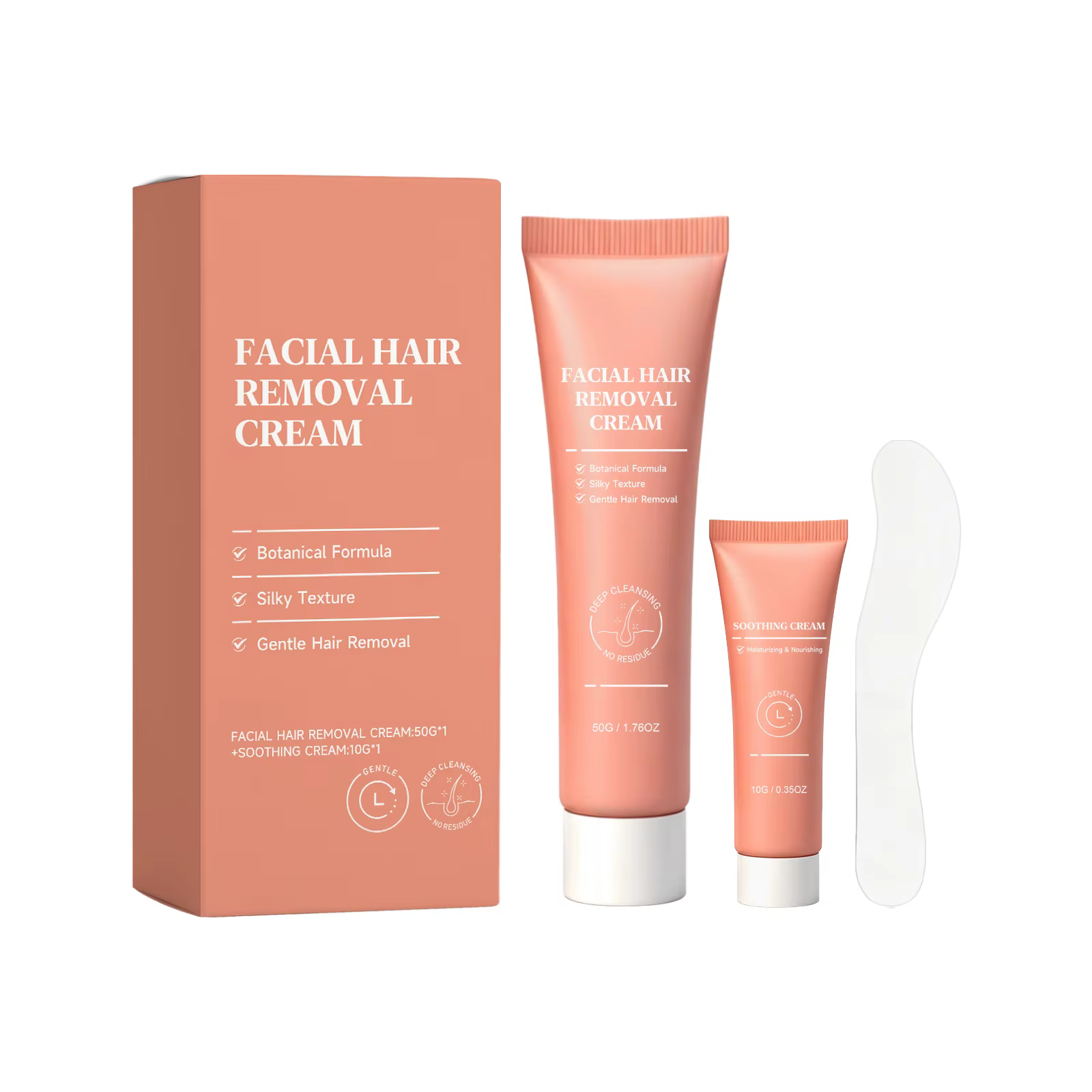 Crème dépilatoire 50g pour le visage, kit crème dépilatoire longue durée lissante pour lèvres, joues