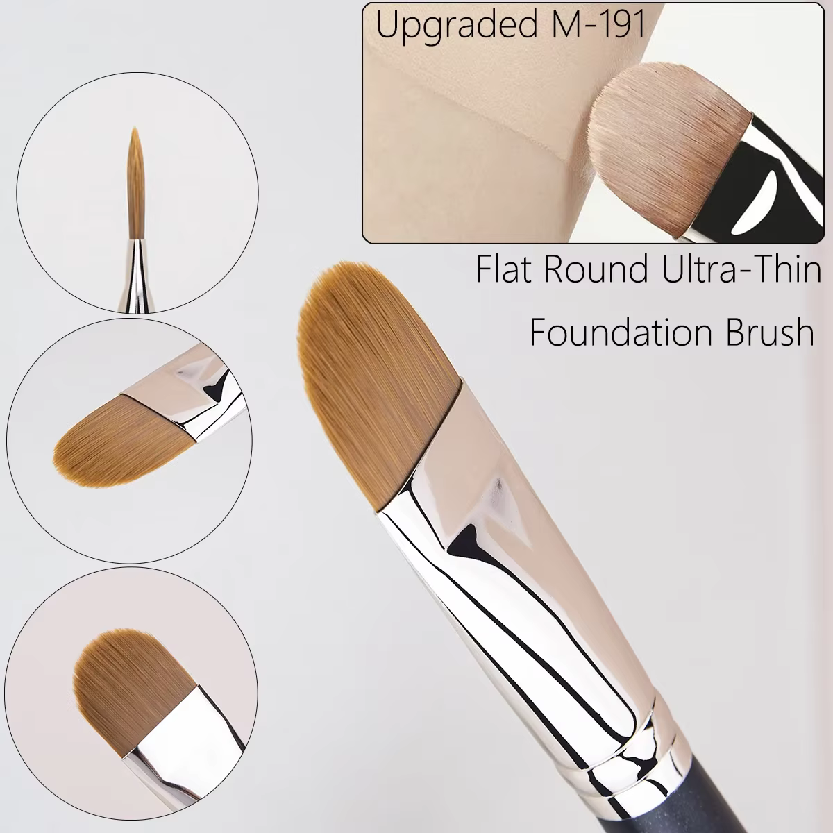 Pinceau de maquillage pour fond de teint Ultra-fin, rond et plat amélioré, outil de maquillage profe