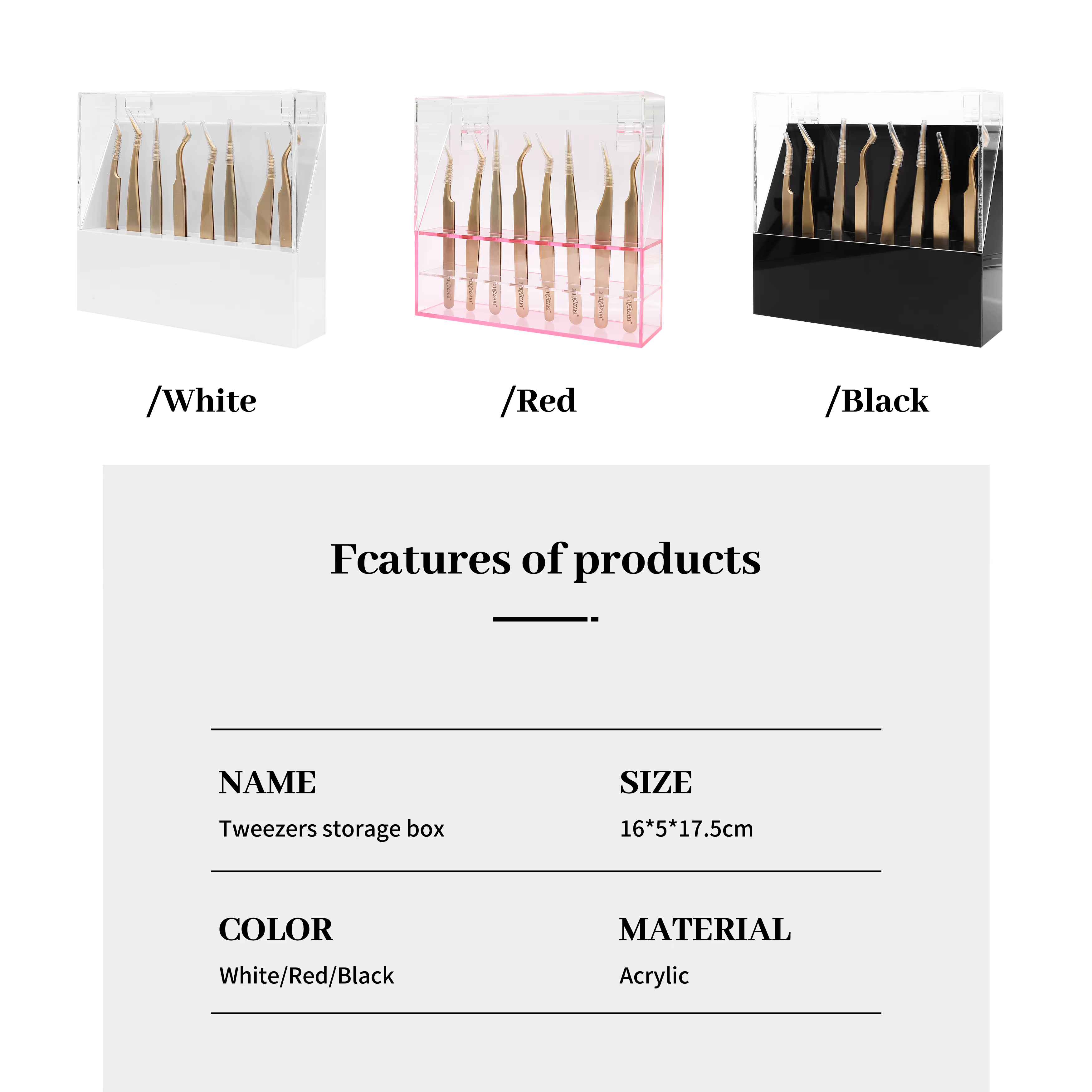 Boîte de rangement pour pincettes, support à 8 trous, outils de maquillage, rangement professionnel