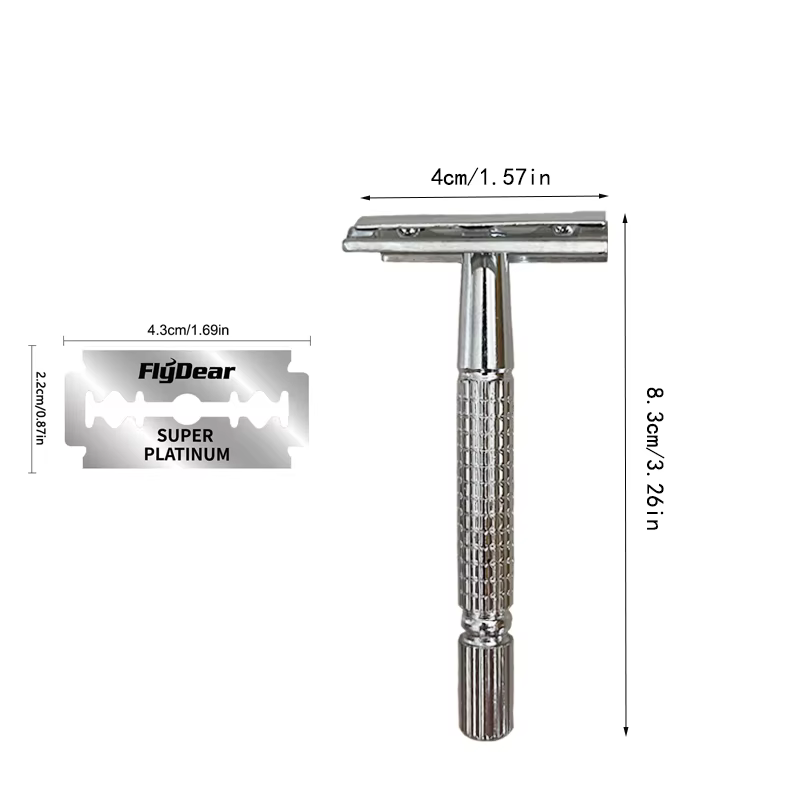 Rasoir à double face en acier inoxydable pour homme, lame tranchante, tondeuse à l'ancienne, adapté 