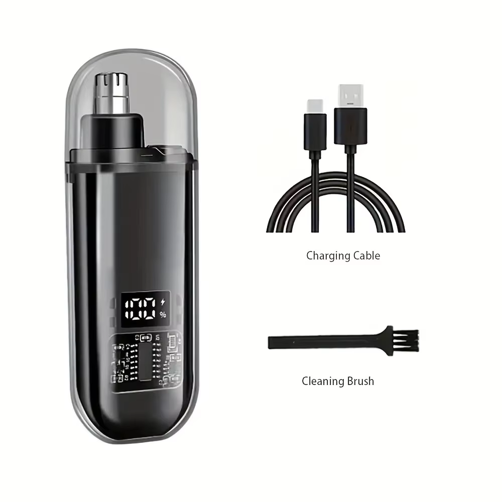 Tondeuse à poils du nez et des oreilles pour hommes - Rechargeable par USB C, charge rapide portable