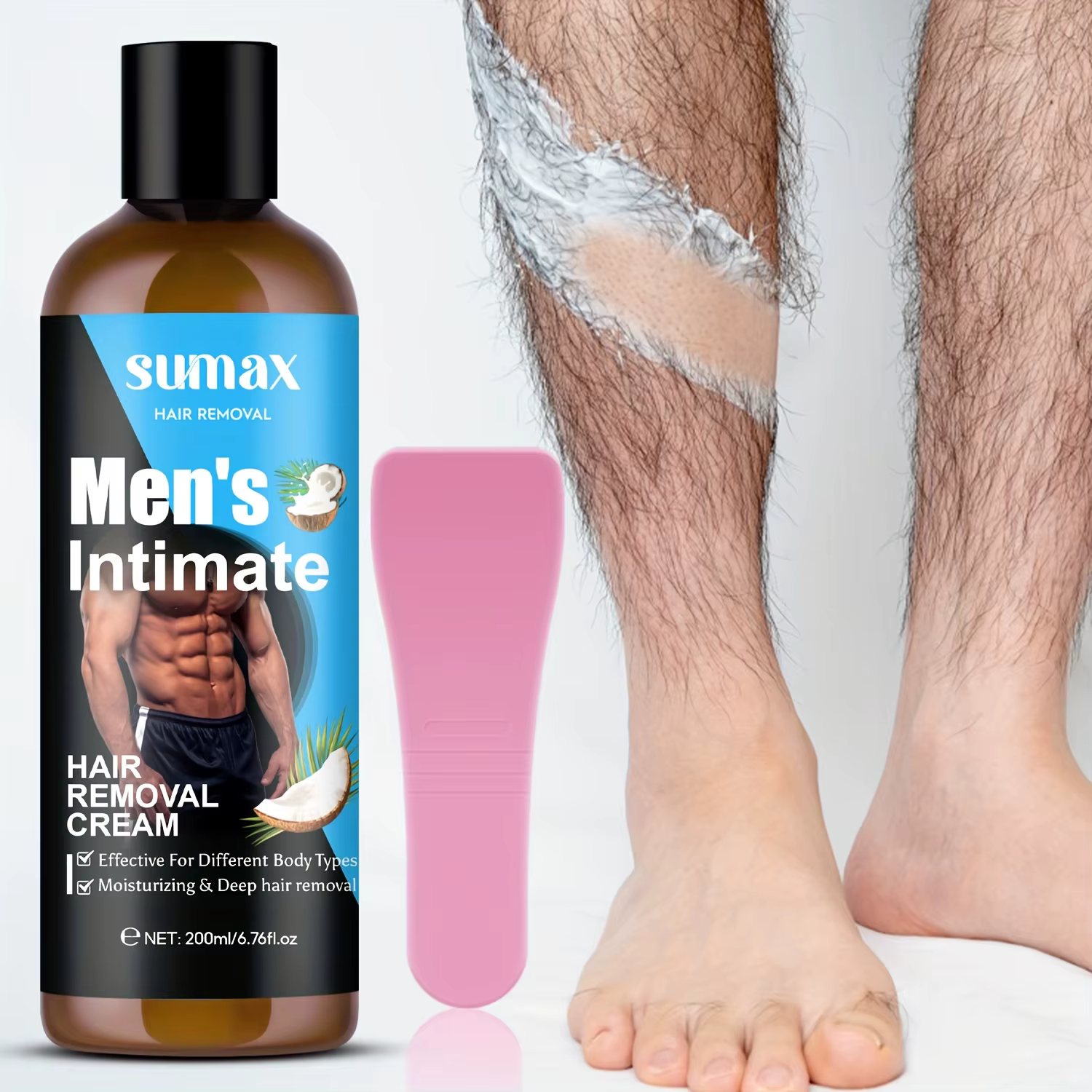 Crème dépilatoire privée pour hommes à l'huile de coco, adaptée à la poitrine, aux aisselles, au ven