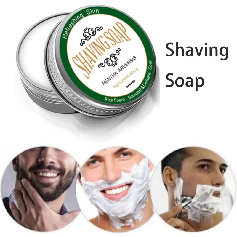 Savon de rasage pour barbe homme, doux, hydratant, lisse, Premium, saveur de menthe, mousse, abondan
