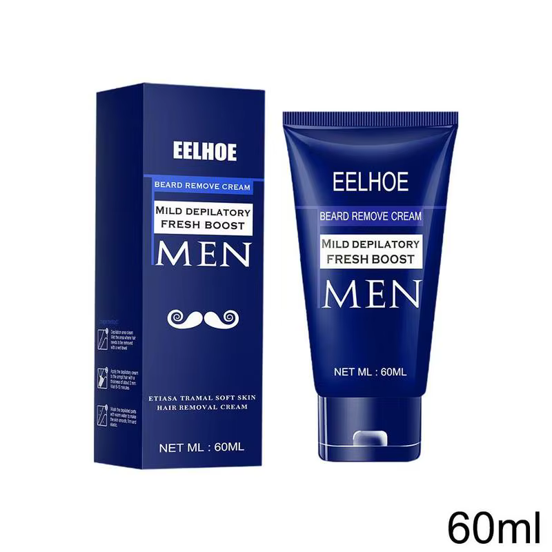 Crème dépilatoire indolore pour homme 60 ml – Peau lisse pour le visage, les bras, les jambes et le 