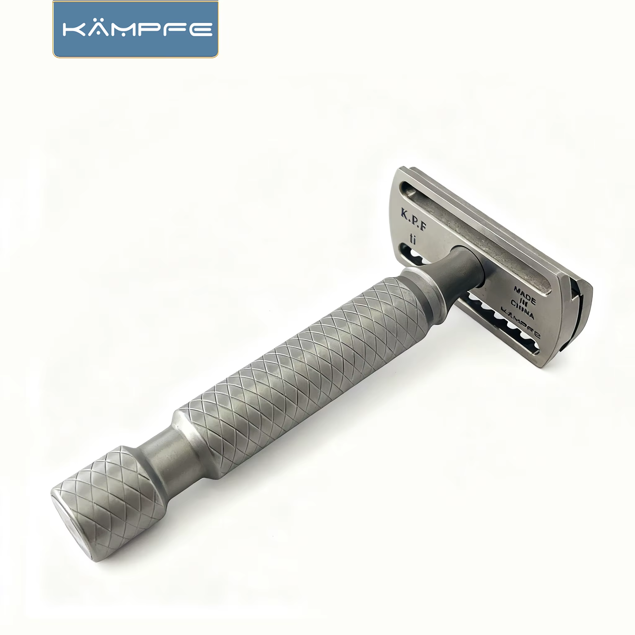 Rasoir de sécurité KAMPFE à manche en alliage de titane, gravé CNC, double tranchant, rasoir de voya