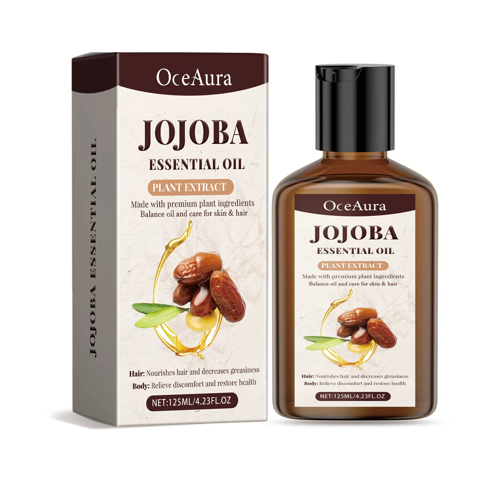 Huile de jojoba naturelle anti-rides, raffermissante, hydratante pour le visage, huile de massage re