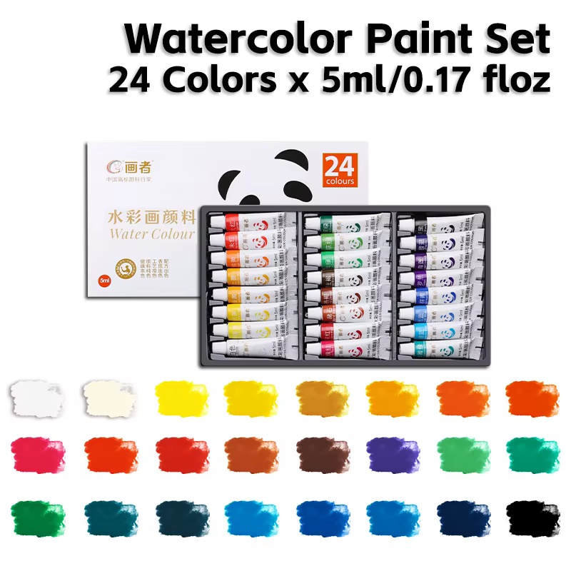 Ensemble de peinture aquarelle, 24 Tubes de 5ml/0.17oz, couleurs intenses pour la peinture de figure