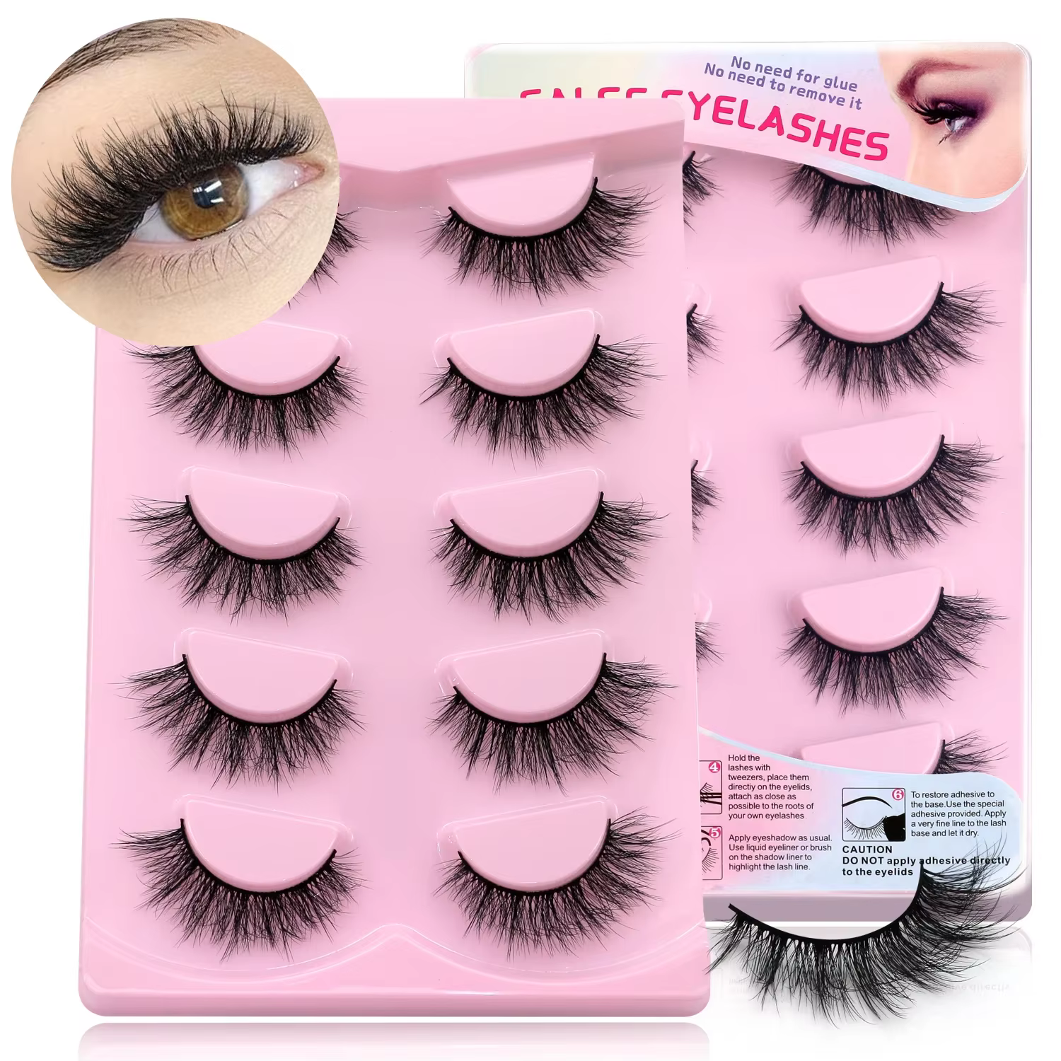 Veltrinay faux cils 3D Manga cils moelleux Volume croisé conception plume lumière Extensions de cils