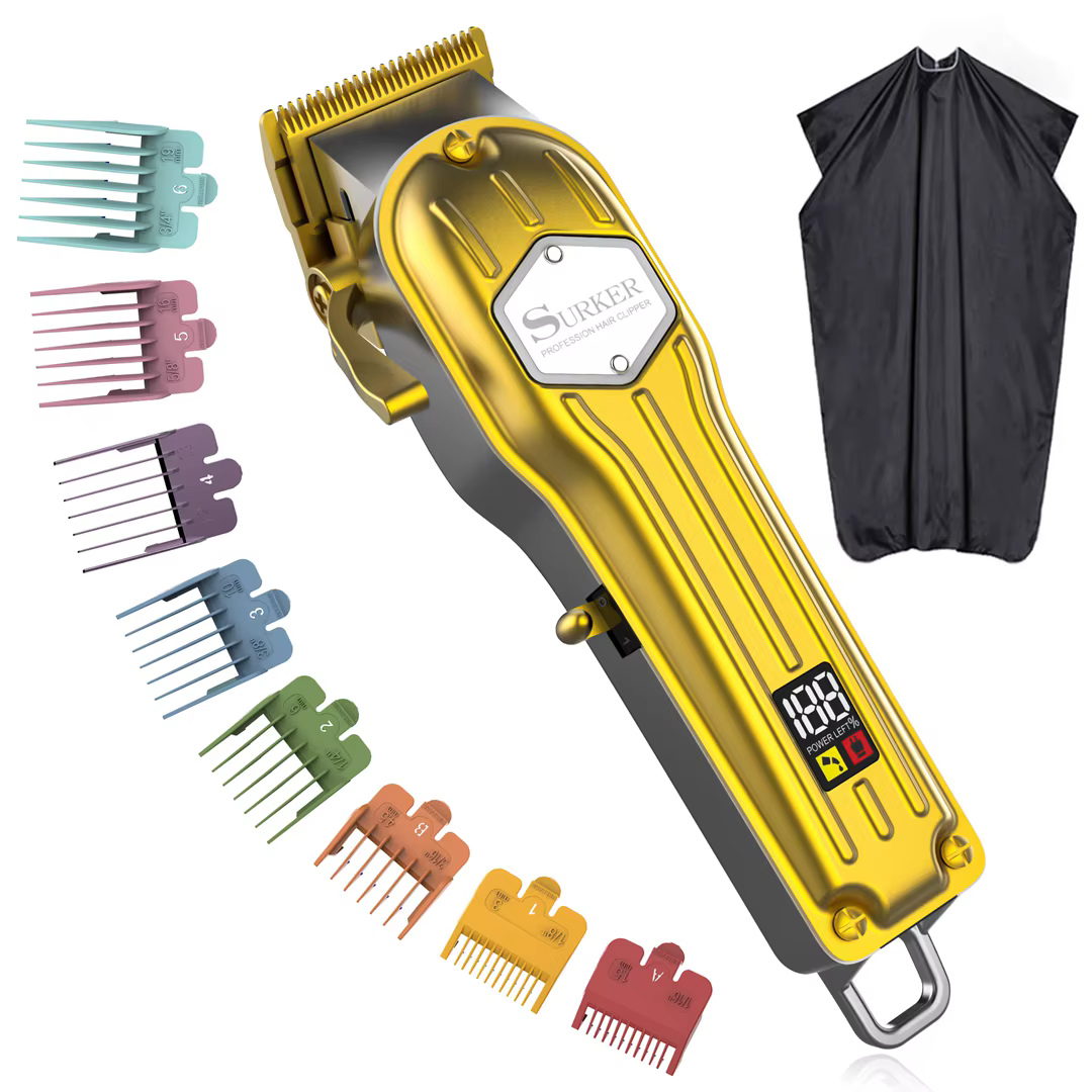 Surker 2025 tondeuse à or pour hommes salon de coiffure tondeuse à cheveux rasoir barbe coupe de che