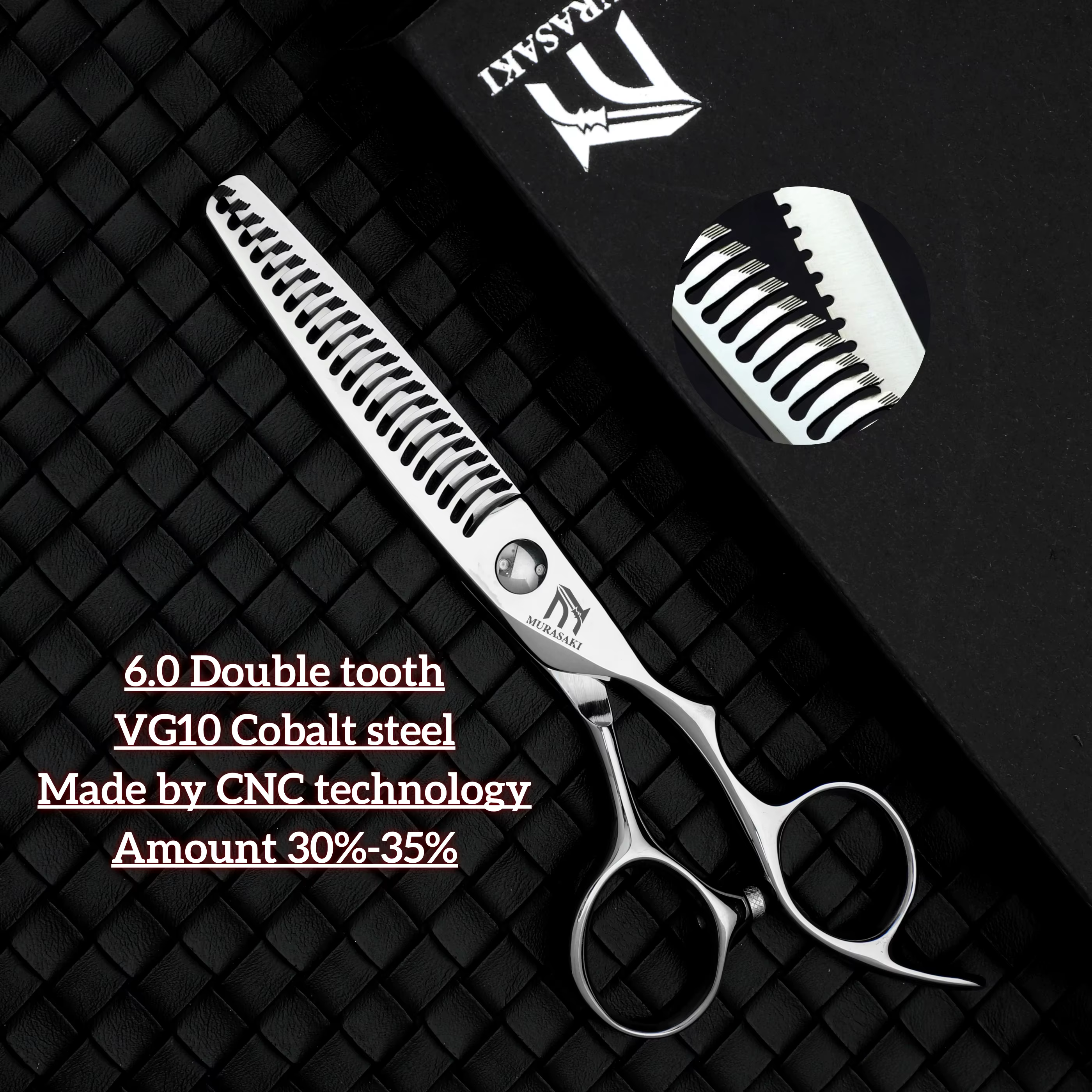 Ciseaux de barbier professionnels MURASAKI, ciseaux amincissants à Double dent de 6.0 pouces, techno