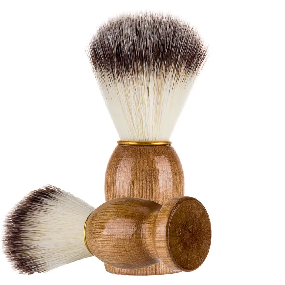 Luxueux pur blaireau cheveux blaireau manche en bois outil cosmétique brosses de rasoir accessoire d