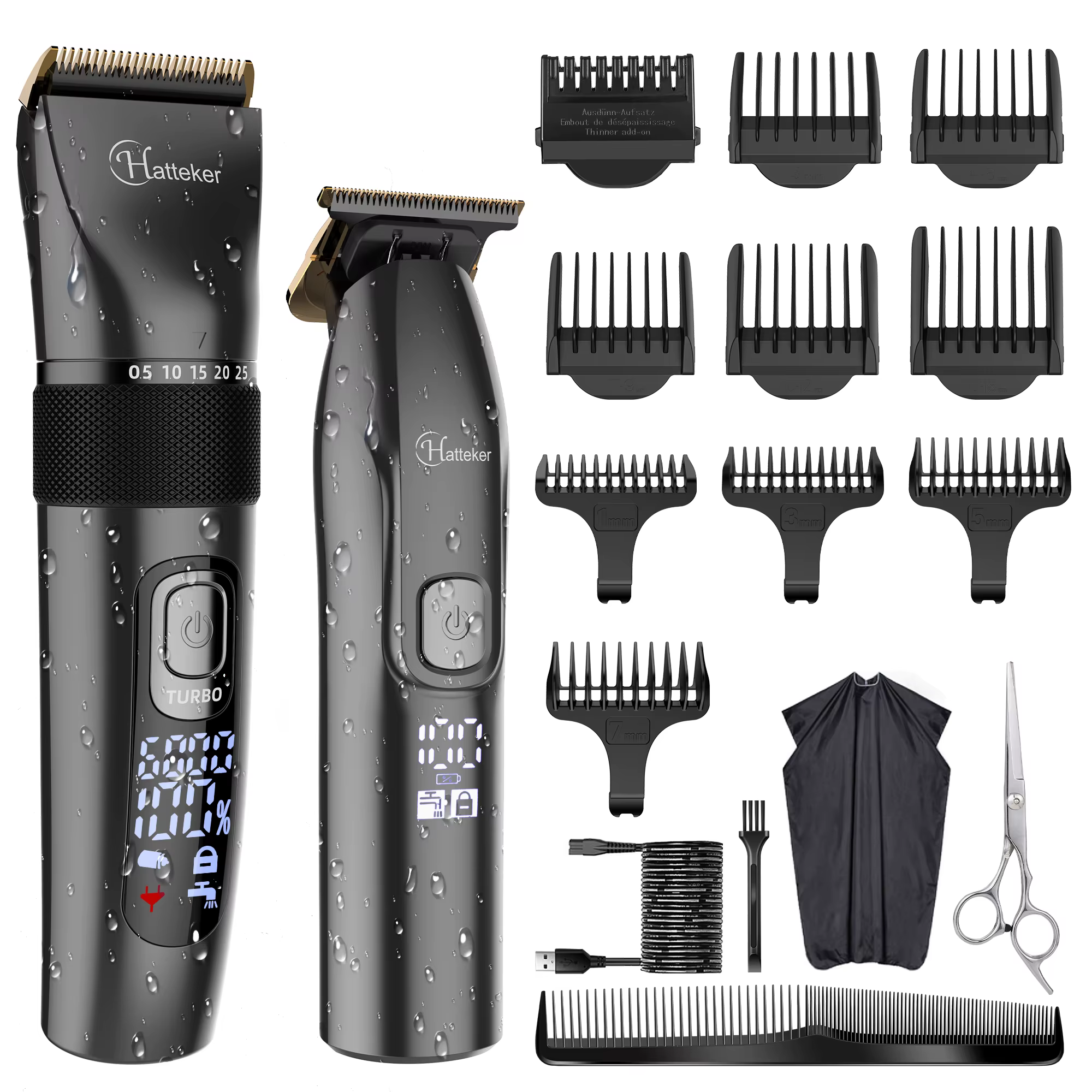 Hatteker-Tondeuse à cheveux pour hommes, ensemble de 2 machines, rasoir électrique aste pour hommes,