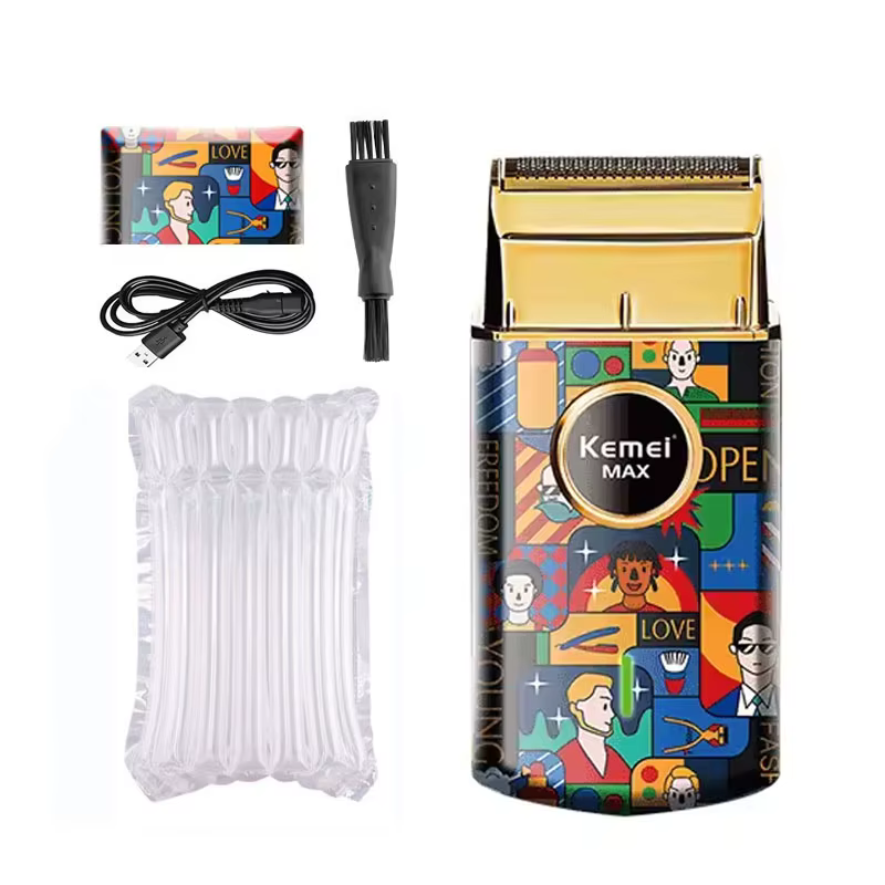 Kemei KM-RS7098 Mini rasoir électrique Portable pour hommes rasoir mode aléatoire Graffiti tondeuse
