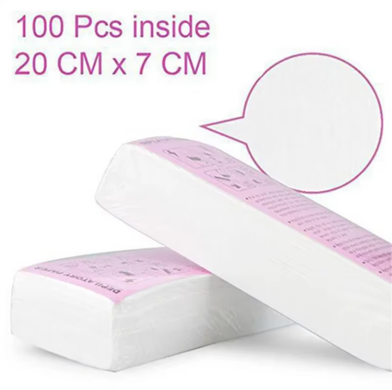 Bandes de cire dépilatoire non tissées 100 pièces, hypoallergéniques pour le visage, les sourcils, l