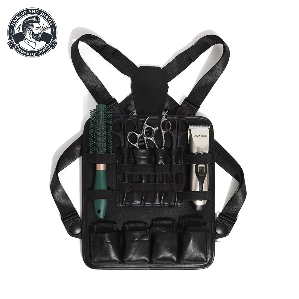 Kit d'outils multifonctionnels pour barbier professionnel, avec bandoulière, sac de poitrine, ciseau