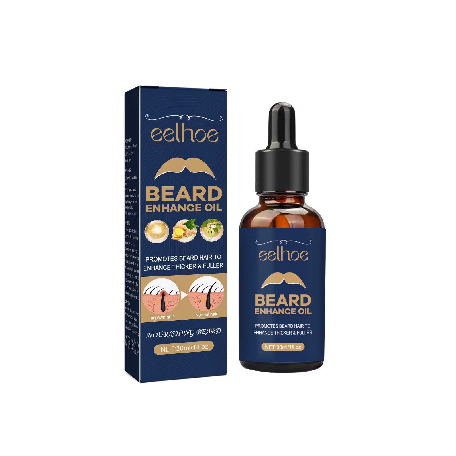 Huile de croissance de barbe pour hommes, produits de croissance des cheveux, épaississant, nourriss