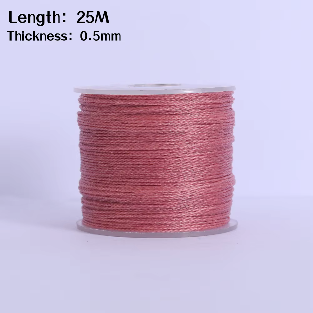 Fil ciré pour cuir ciré de 25M d'épaisseur, cordon de perles de 0.5mm pour Bracelet, fil de perles p