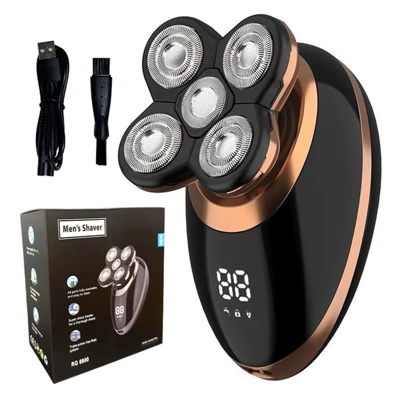 Rasoir électrique 5 en 1 pour hommes, tondeuse à cheveux pour tête chauve, tondeuse pour le nez, flo