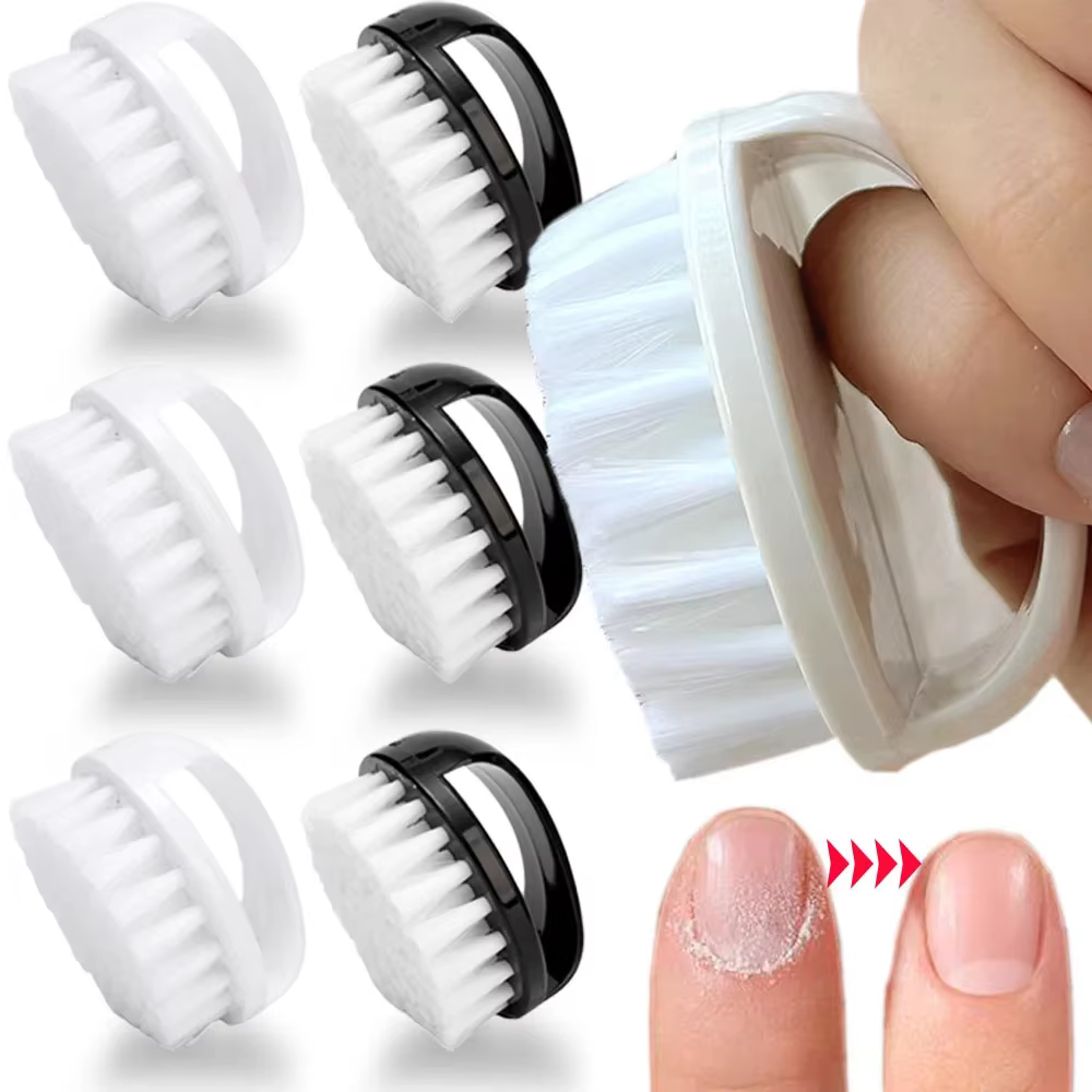 Brosse de nettoyage de la poussière des ongles, anneau, poils durs, brosses à ongles professionnelle