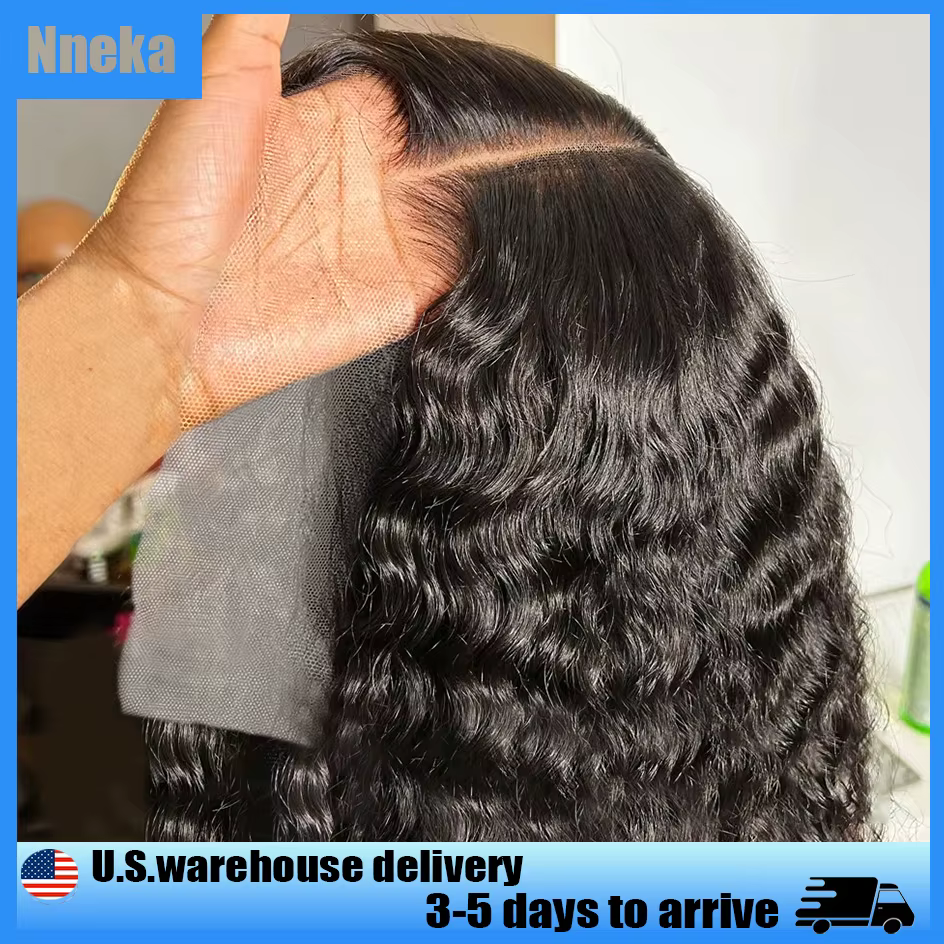 Perruque Deep Wave Lace Front Wig Remy Naturelle, Cheveux Bouclés, 13x6, 13x4, 30 Pouces, HD, pour F