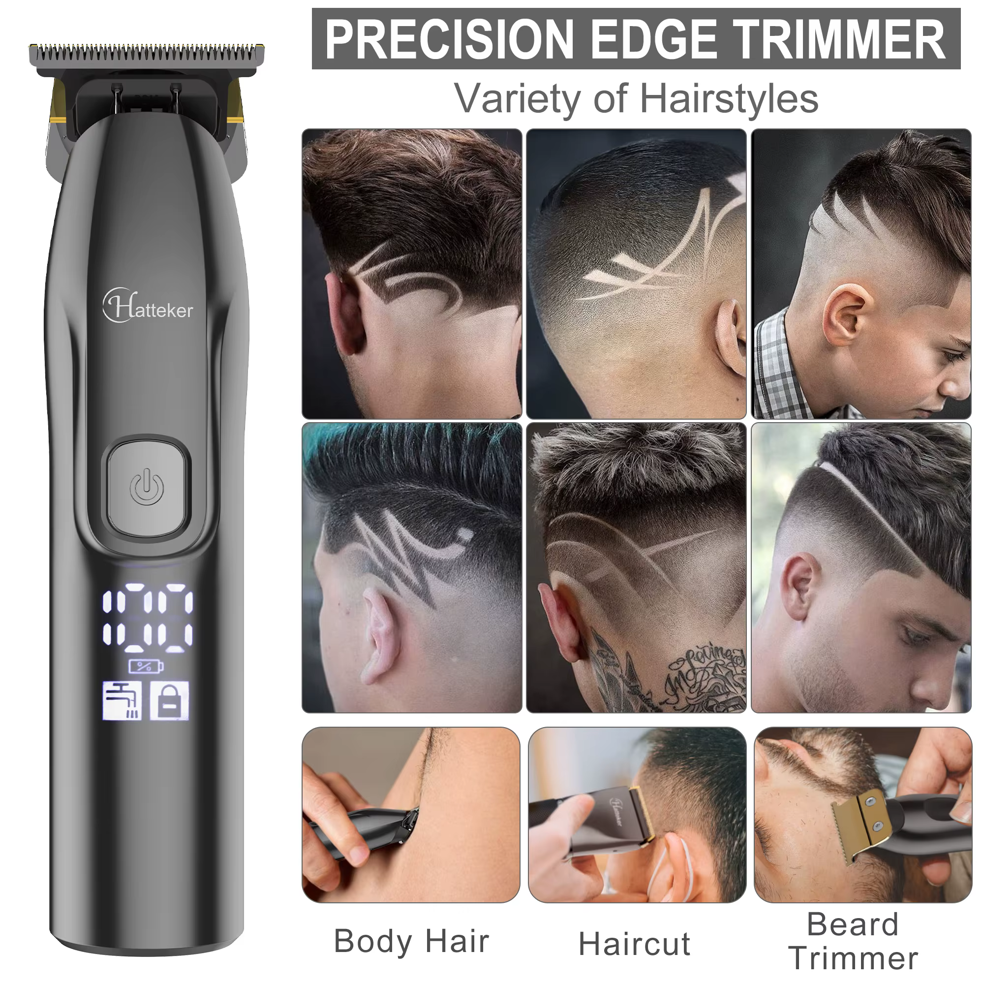 Hatteker-Tondeuse à cheveux pour hommes, ensemble de 2 machines, rasoir électrique aste pour hommes,
