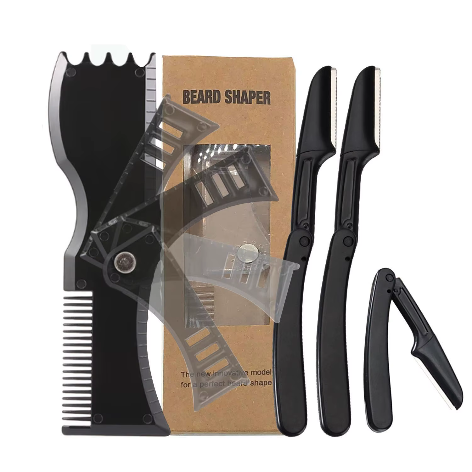 Kit de peigne réglable pour façonner la barbe, rasoirs, mise en forme complète, outil de coiffure, p