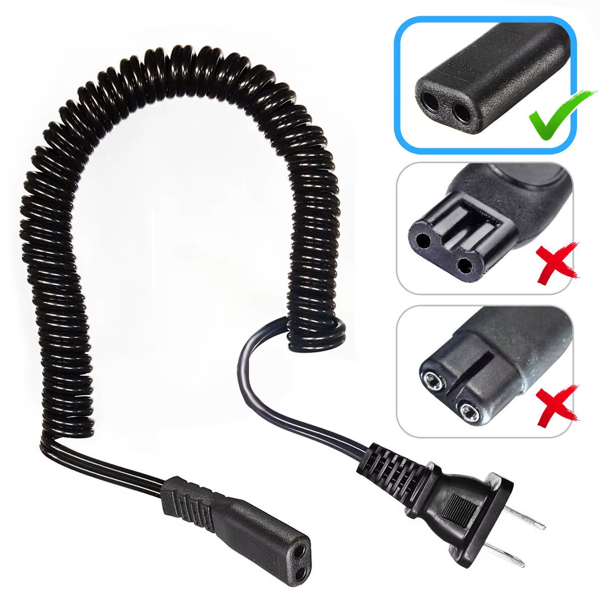 Câble de recharge pour rasoir électrique Philips Norelco, Remington, Grundig, Braun, Eltron