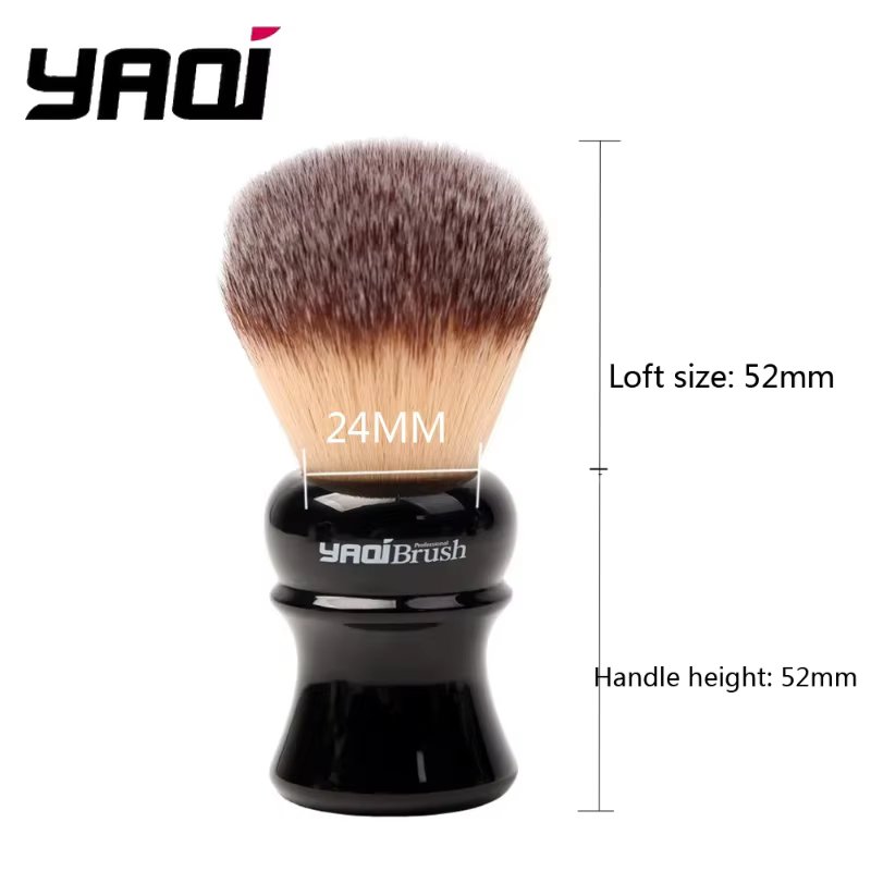 Vente Flash 2026 ! Pinceau à raser humide pour homme YAQI Ofel 24 mm, manche noir, poils synthétique