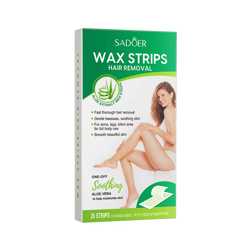 10 pièces/20 côtés bandes de cire d'aloe papiers épilation du corps dépilatoire veau aisselles bras 