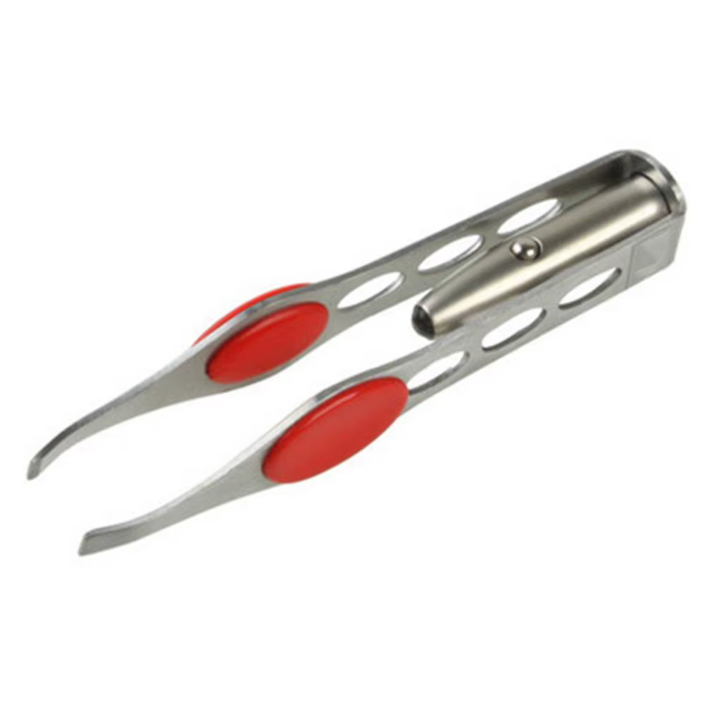 Pince à épiler pour cils et sourcils en acier inoxydable, pince d'épilation avec lumière LED, outil